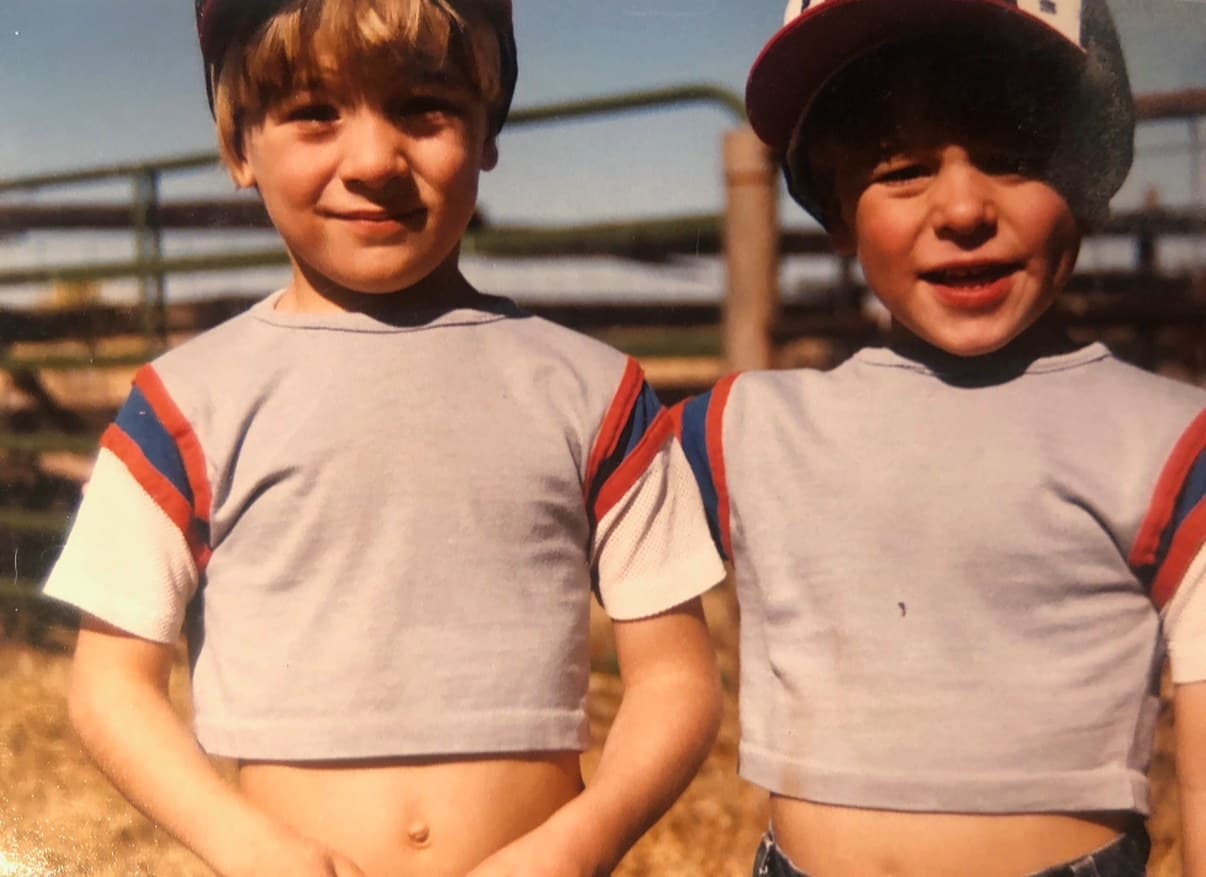 Mike Wystrach and a sibling as kids on the family ranch in southern Arizona